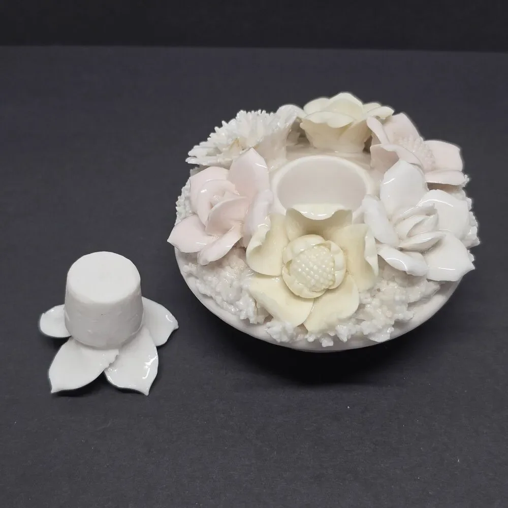 Ardalt Lenwile Verithin China Ceramic Flower Bouquet Dinner Taper Candle Holder